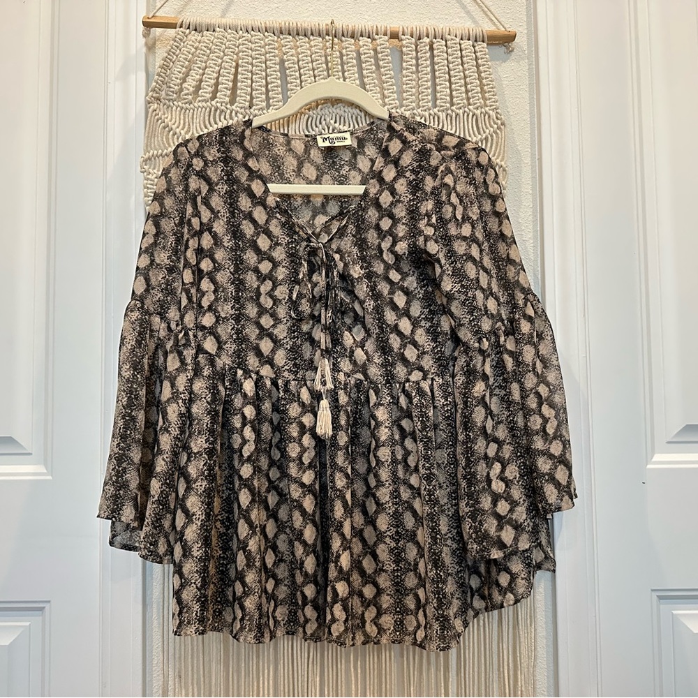 Reptile skin pattern blouse